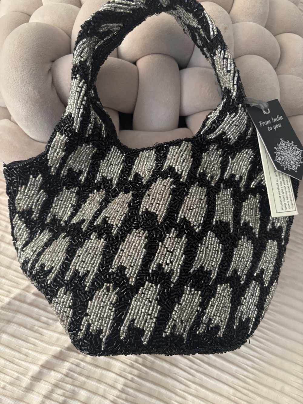 Beaded Black and Silver Evening Bag